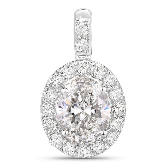 2.62 Ct Oval Lab Grown Diamond Prong Platinum Halo Bridal Pendant by Fine Color Jewels