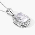 4.58 Ct Cushion Lab Grown Diamond Prong Platinum Bridal Halo Pendant by Fine Color Jewels