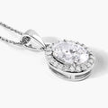 Lab Grown Diamond Prong Bridal Oval Halo Platinum Pendant by Fine Color Jewels