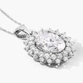 3.79 Ct Oval Lab Grown Diamond Prong Platinum Oval Floral Halo Bridal Pendant by Fine Color Jewels