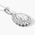 3.90 Ct Pear Shaped Lab Diamond Prong Platinum Bridal Floral Halo Teardrop Pendant by Fine Color Jewels