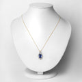 4.13 Ct Genuine Oval Ceylon Blue Sapphire and Diamond 18K Yellow Gold Statement Pendant by Fine Color Jewels