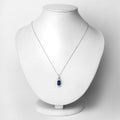 2.46 Ct Genuine Cushion Ceylon Blue Sapphire and Diamond 18K White Gold Statement Pendant by Fine Color Jewels