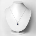 2.74 Ct Genuine Oval Ceylon Blue Sapphire and Diamond 18K White Gold Slide Pendant by Fine Color Jewels