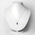 1.88 Ct Genuine Oval Ceylon Blue Sapphire and Diamond 18K Yellow Gold Crossover Pendant by Fine Color Jewels