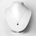 2.18 Ct Genuine Cushion Ceylon Blue Sapphire and Diamond 18K Yellow Gold Halo Pendant by Fine Color Jewels