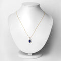4.06 Ct Genuine Oval Ceylon Blue Sapphire and Diamond 18K Yellow Gold Statement Pendant by Fine Color Jewels