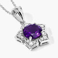 2.40 Ct Round Purple Amethyst & Lab Diamond Prong Silver Star Shape Pendant Necklace by Fine Color Jewels