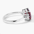 3.50 Ct Cushion Red Mozambique Garnet Lab Diamond Prong Silver Cocktail Ring by Fine Color Jewels