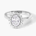 1.28 Ct Oval Lab Diamond Prong Platinum Halo Bridal Floral Ring by Fine Color Jewels