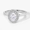 0.91 Ct Oval Lab Grown Diamond Prong Platinum Double Halo Bridal Ring by Fine Color Jewels