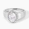 1.80 Ct Oval Lab Grown Diamond Prong Thick Band Platinum Halo Bridal Ring by Fine Color Jewels