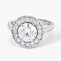 2.48 Ct Round Lab Grown Diamond Prong Platinum Halo Bridal Ring by Fine Color Jewels