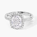 2.74 Ct Cushion Lab Grown Diamond Prong Platinum Bridal Halo Ring by Fine Color Jewels