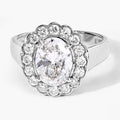 2.48 Ct Oval Lab Grown Diamond Prong Platinum Floral Halo Bridal Ring by Fine Color Jewels