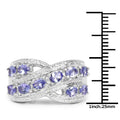 1.70 Ct Oval Violet Tanzanite Diamond Prong Silver Pave Crossover Ring by Fine Color Jewels