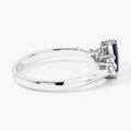 0.80 Ct Pear Blue Sapphire and Lab Diamond Prong Silver Cocktail Ring by Fine Color Jewels