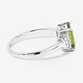 1.60 Ct Octagon Green Peridot and Lab Diamond Prong Silver Cocktail Ring by Fine Color Jewels