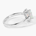 0.60 Ct Round White Ethiopian Opal and Lab Diamond Prong Silver Halo Ring by Fine Color Jewels