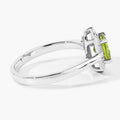 1.10 Ct Round Green Peridot and Lab Diamond Prong Silver Halo Ring by Fine Color Jewels