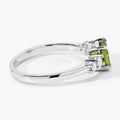 1.10 Ct Round Green Peridot and Lab Diamond Prong Silver Five Stone Ring by Fine Color Jewels