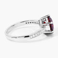 3.25 Ct Round Red Mozambique Garnet and Lab Diamond Prong Silver Pave Bridge Ring by Fine Color Jewels