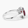 2.35 Ct Cushion Red Mozambique Garnet and Lab Diamond Prong Silver Halo Ring by Fine Color Jewels