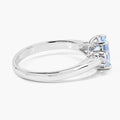 0.80 Ct Octagon Blue Aquamarine and Lab Diamond Prong Silver Three Stone Ring by Fine Color Jewels