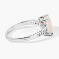 1.05 Ct Octagon White Ethiopian Opal and Lab Diamond Prong Silver Pave Bridge Ring by Fine Color Jewels
