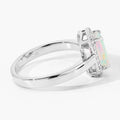 1.05 Ct Octagon Ethiopian Opal and Lab Diamond Prong Silver Halo Ring by Fine Color Jewels