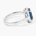 1.60 Ct Octagon London Blue Topaz and Lab Diamond Prong Silver Halo Ring by Fine Color Jewels
