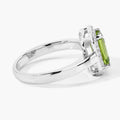 3.36 Ct Octagon Green Peridot and Lab Diamond Prong Silver Halo Engagement Ring by Fine Color Jewels