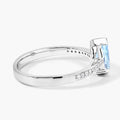 0.80 Ct Pear Blue Aquamarine and Lab Diamond V-Prong Silver Pave Bridge Ring by Fine Color Jewels