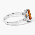 1.50 Ct Pear Yellow Madeira Citrine and Lab Diamond Prong Silver Cocktail Ring by Fine Color Jewels
