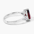 2.45 Ct Pear Red Mozambique Garnet & Lab Diamond Prong Silver Cocktail Ring by Fine Color Jewels
