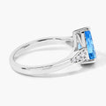 2.60 Ct Teardrop Blue Topaz & Lab Diamond Prong Sterling Silver Cocktail Ring by Fine Color Jewels