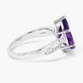 2.50 Ct Pear Purple Amethyst and Lab Diamond Prong Silver Pave Bypass Ring by Fine Color Jewels