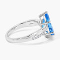 3.50 Ct Pear Swiss Blue Topaz & Lab Diamond Prong Silver Pave Bypass Ring by Fine Color Jewels