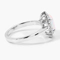 0.90 Ct Oval White Ethiopian Opal and Lab Diamond Prong Silver Halo Ring by Fine Color Jewels