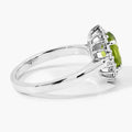1.70 Ct Oval Green Peridot and Lab Diamond Prong Silver Halo Ring by Fine Color Jewels