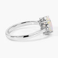 0.90 Ct Oval White Ethiopian Opal and Lab Diamond Prong Silver Cocktail Ring by Fine Color Jewels