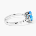 2 Ct Oval Swiss Blue Topaz and Lab Diamond Prong Silver Cocktail Ring by Fine Color Jewels