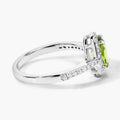 1.10 Ct Oval Green Peridot and Lab Diamond Prong Silver Halo Pave Ring by Fine Color Jewels