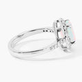 0.90 Ct Oval White Ethiopian Opal and Lab Diamond Prong Silver Halo Pave Ring by Fine Color Jewels