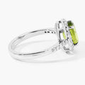 1.70 Ct Oval Green Peridot and Lab Diamond Prong Silver Halo Pave Ring by Fine Color Jewels