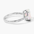1.56 Ct Oval White Ethiopian Opal and Lab Diamond Silver Pave Bridge Ring by Fine Color Jewels