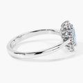 0.60 Ct Oval Blue Aquamarine and Lab Diamond Prong Sterling Silver Halo Ring by Fine Color Jewels