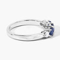 0.90 Ct Round Blue Sapphire & Lab Diamond Prong Silver Five Stone Ring by Fine Color Jewels