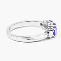 0.69 Ct Round Violet Tanzanite & Lab Diamond Prong Silver Five Stone Ring by Fine Color Jewels