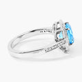 2.25 Ct Round Swiss Blue Topaz Lab Diamond Prong Silver Pave Halo Ring by Fine Color Jewels